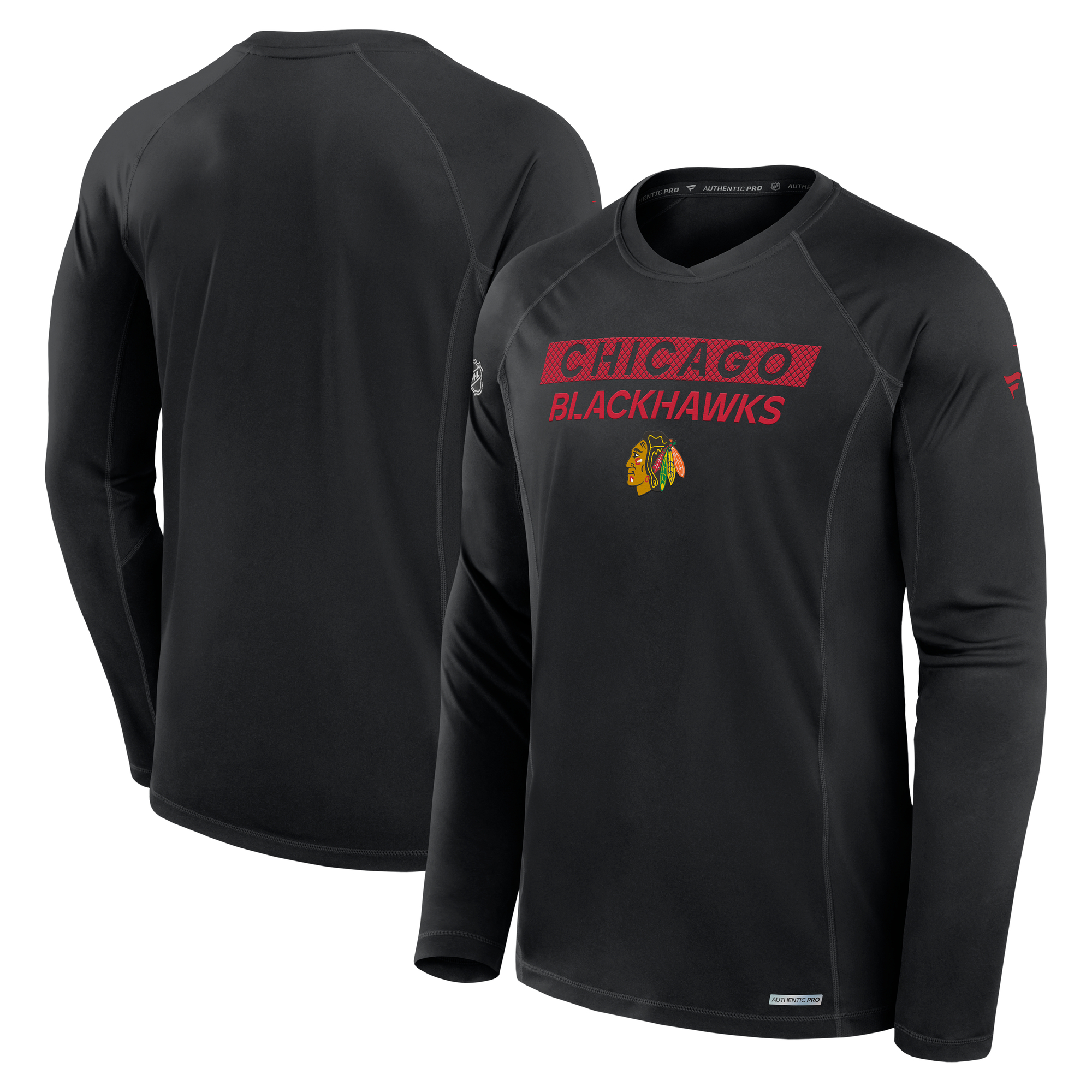 Men's Fanatics Black Chicago Blackhawks Authentic Pro Rink Tech Long Sleeve T-Shirt